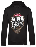 Hoodie barbat cu gluga I am a Super Girl Negru