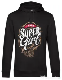 Hoodie barbat cu gluga I am a Super Girl Negru