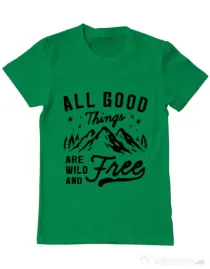 Tricou ADLER barbat All Good Things Are Wild And Free Verde mediu