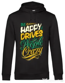Hoodie barbat cu gluga Be happy Negru