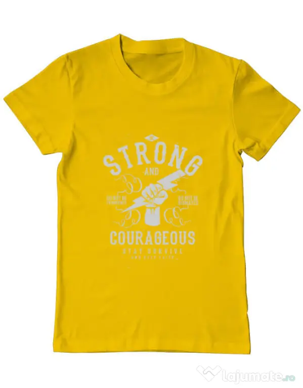 Tricou ADLER barbat Be Strong and Courageous Galben