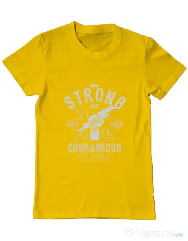 Tricou ADLER barbat Be Strong and Courageous Galben