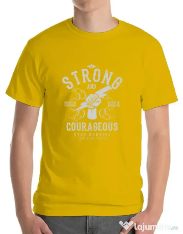 Tricou ADLER barbat Be Strong and Courageous Galben