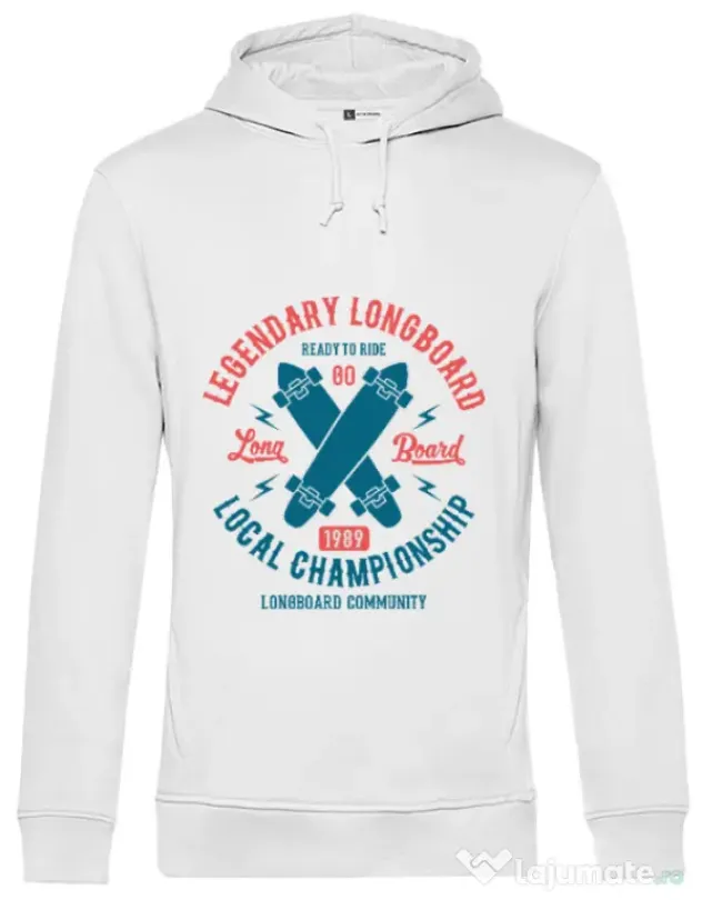 Hoodie barbat cu gluga Legendary Longboard Alb