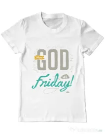 Tricou ADLER barbat Thank GOD its Friday Alb