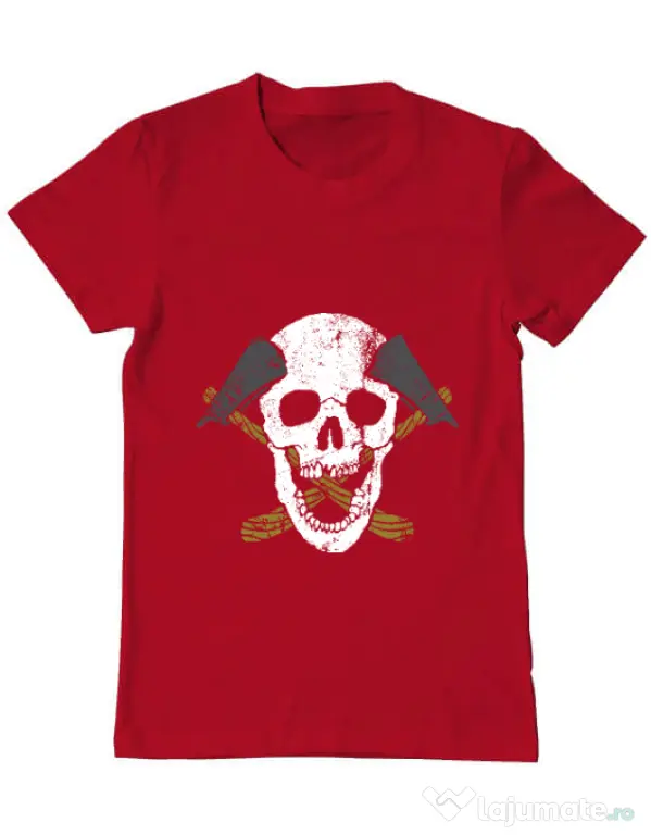 Tricou ADLER barbat Skull Axe Rosu