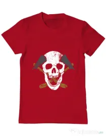 Tricou ADLER barbat Skull Axe Rosu