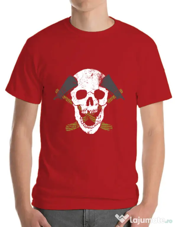 Tricou ADLER barbat Skull Axe Rosu