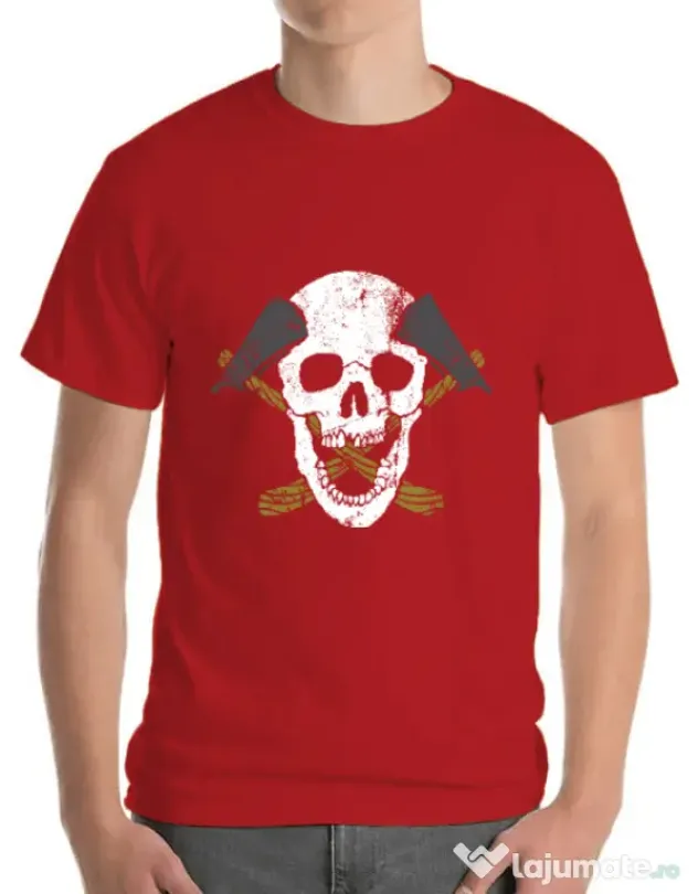 Tricou ADLER barbat Skull Axe Rosu