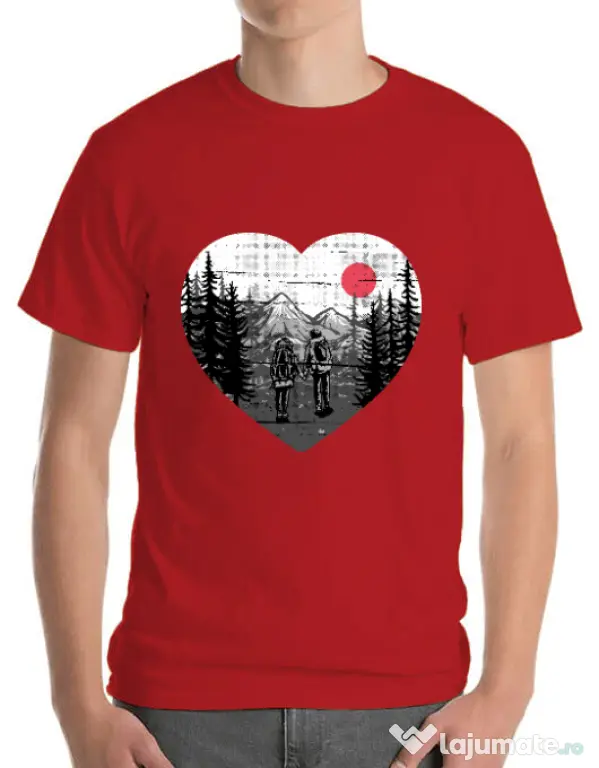 Tricou ADLER barbat Hike and Love Rosu