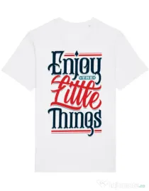Tricou STANLEY STELLA barbat Enjoy The Little Things Alb
