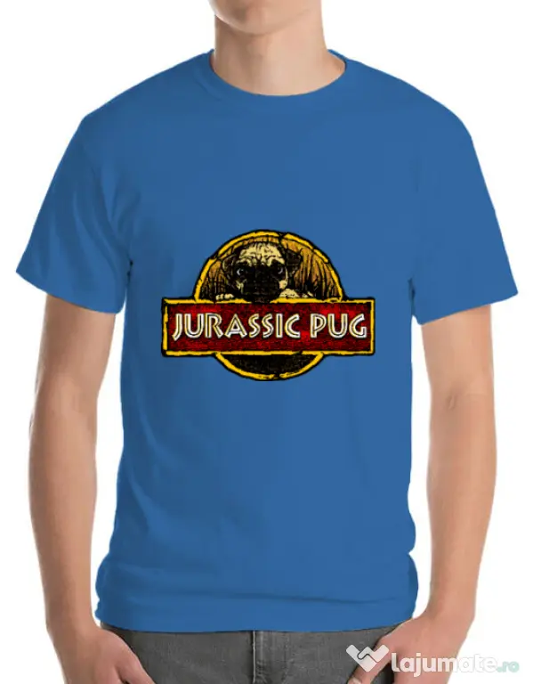 Tricou ADLER barbat Jurassic Pug Albastru azuriu