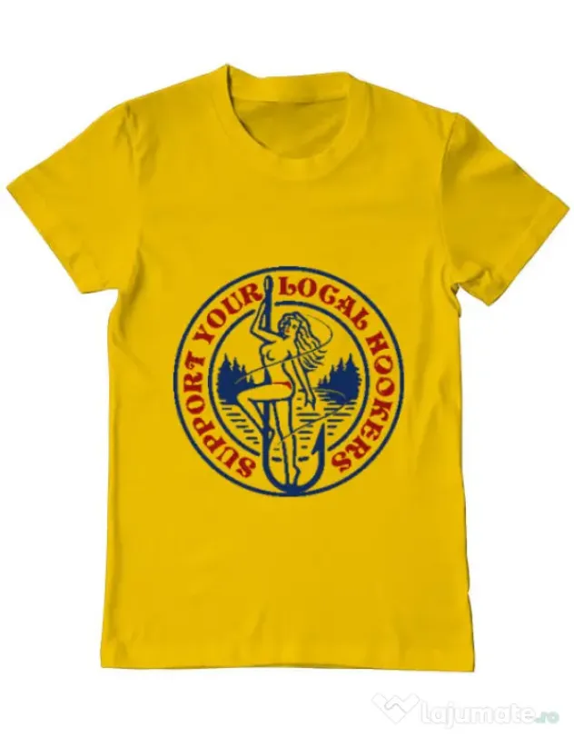 Tricou ADLER barbat SUPPORT YOUR LOCAL HOOKERS Galben