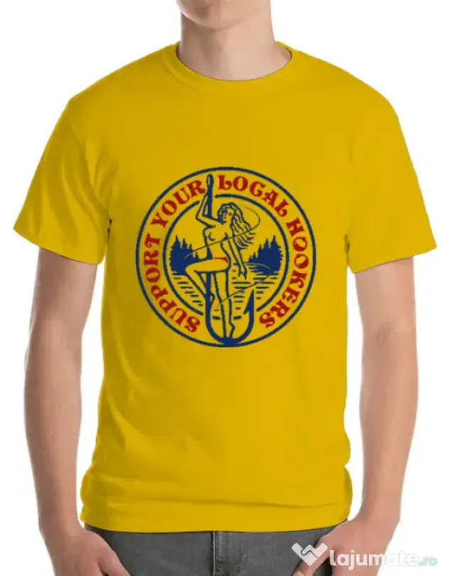 Tricou ADLER barbat SUPPORT YOUR LOCAL HOOKERS Galben