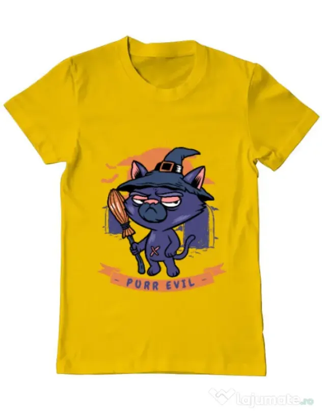 Tricou ADLER barbat Purr halloween Galben