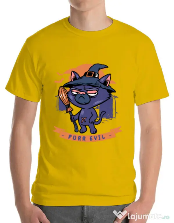 Tricou ADLER barbat Purr halloween Galben