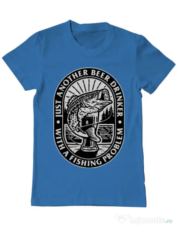 Tricou ADLER barbat Fishing problem Albastru azuriu