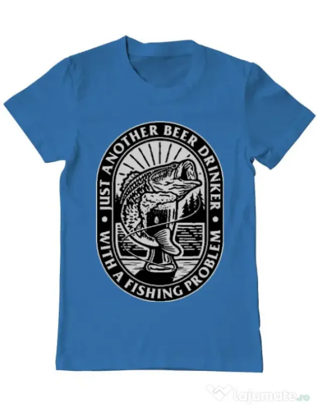 Tricou ADLER barbat Fishing problem Albastru azuriu