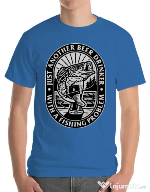 Tricou ADLER barbat Fishing problem Albastru azuriu