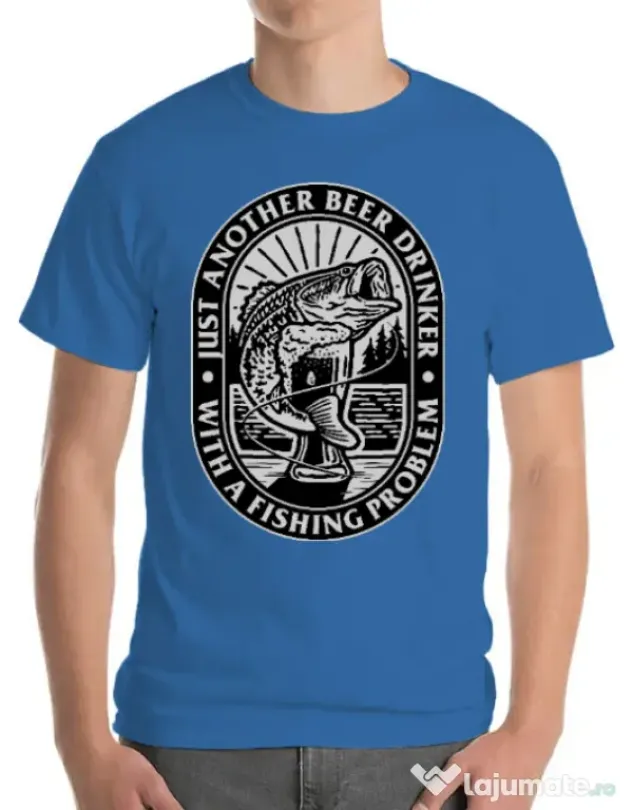 Tricou ADLER barbat Fishing problem Albastru azuriu