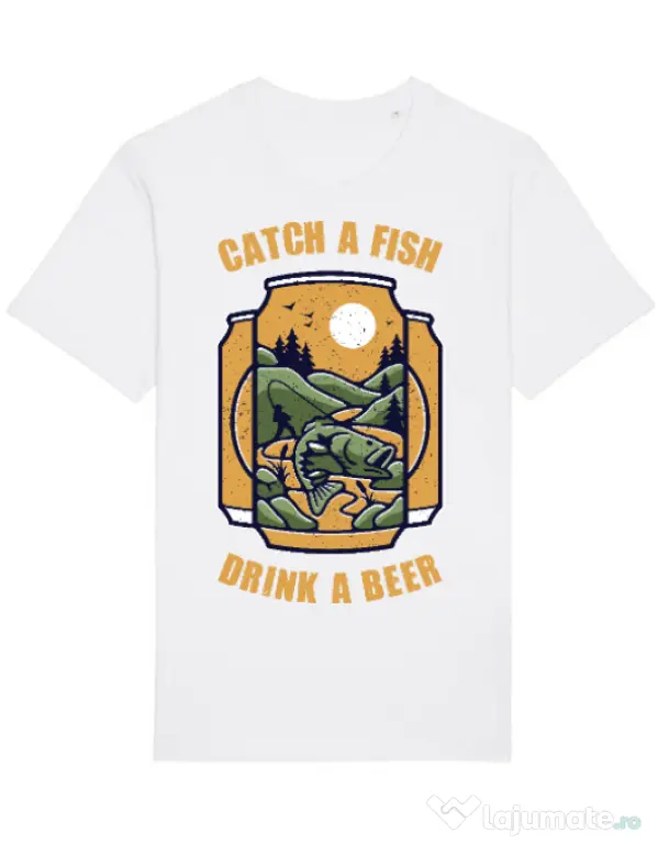 Tricou STANLEY STELLA barbat Catch a fish Alb