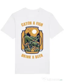 Tricou STANLEY STELLA barbat Catch a fish Alb