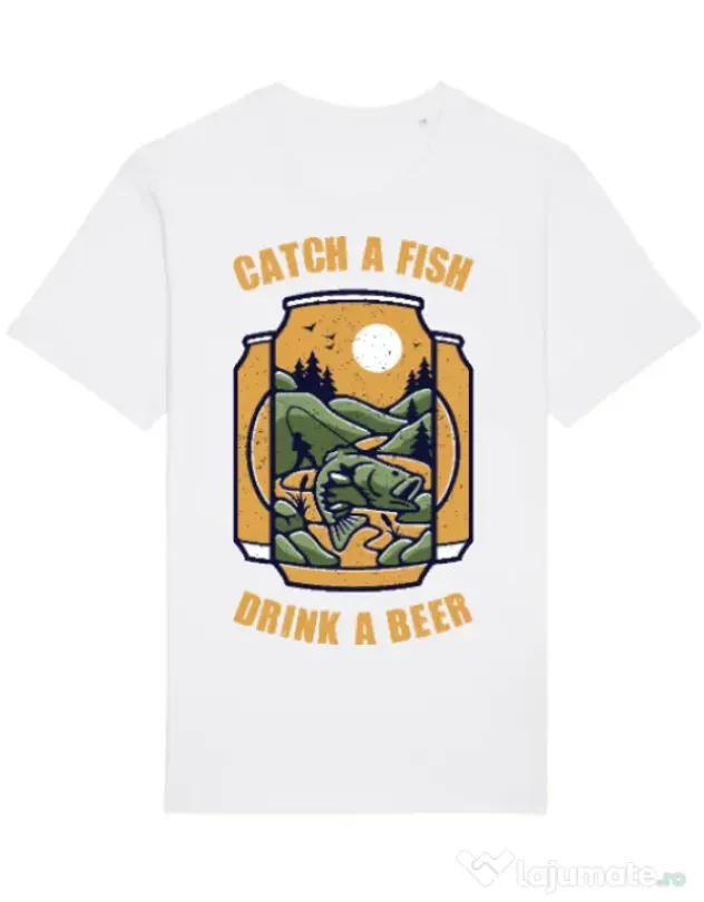 Tricou STANLEY STELLA barbat Catch a fish Alb
