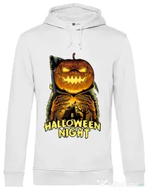 Hoodie barbat cu gluga Jack o lantern Alb