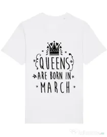 Tricou STANLEY STELLA barbat Queens are born in March Alb