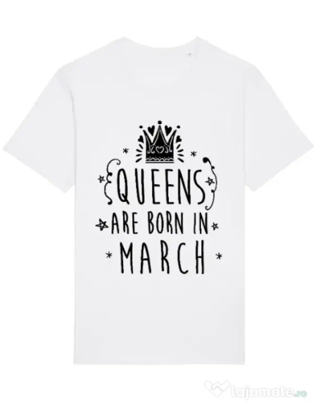 Tricou STANLEY STELLA barbat Queens are born in March Alb