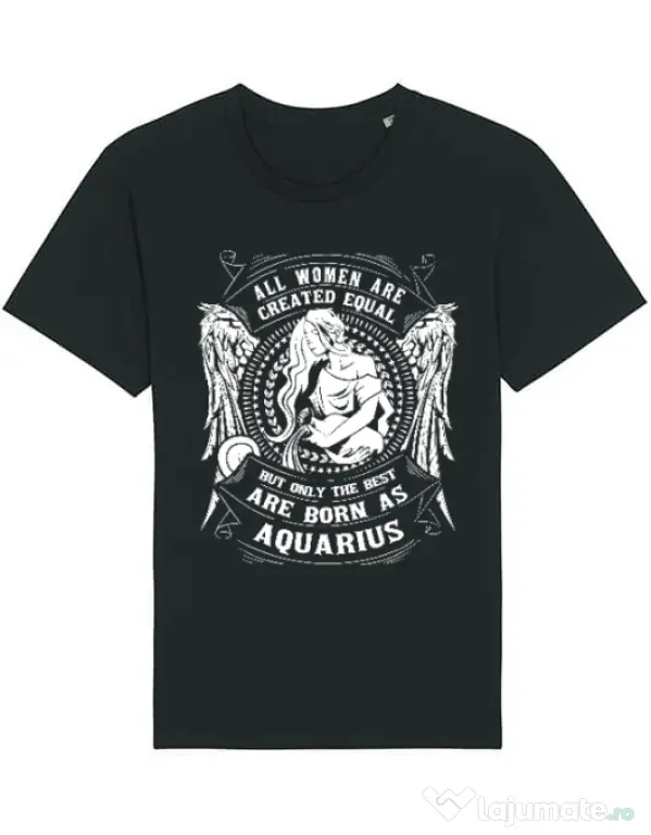 Tricou STANLEY STELLA barbat The best women are born as Aquarius Negru