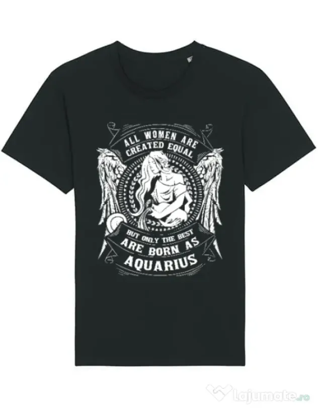 Tricou STANLEY STELLA barbat The best women are born as Aquarius Negru