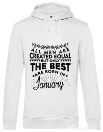 Hoodie barbat cu gluga The best men are born in January Alb