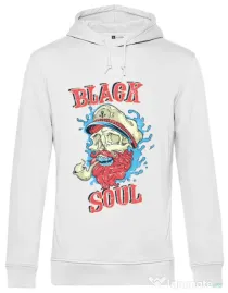 Hoodie barbat cu gluga Black soul Alb