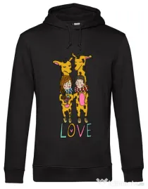 Hoodie barbat cu gluga Giraffes love Negru