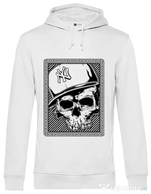 Hoodie barbat cu gluga Minimal Alb