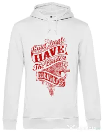 Hoodie barbat cu gluga Quiet people loud minds Alb