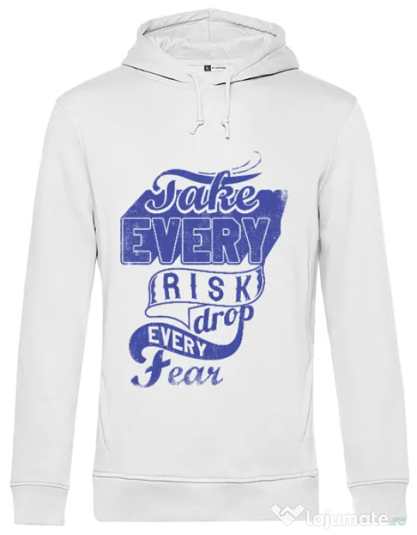 Hoodie barbat cu gluga Take every risk Alb