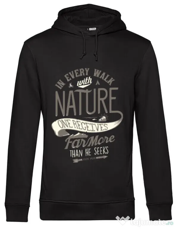 Hoodie barbat cu gluga Walk of nature Negru