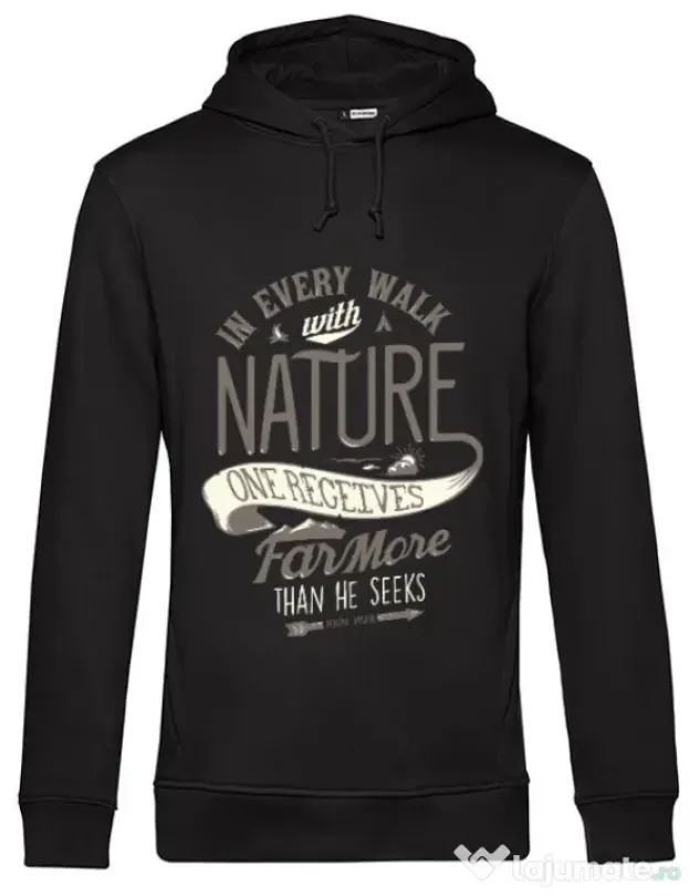 Hoodie barbat cu gluga Walk of nature Negru
