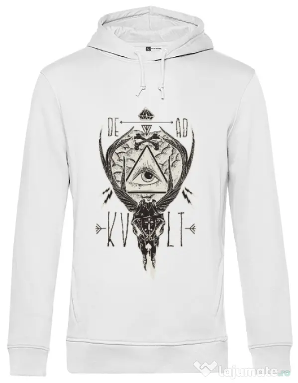 Hoodie barbat cu gluga Dead kult Alb