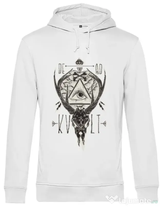 Hoodie barbat cu gluga Dead kult Alb
