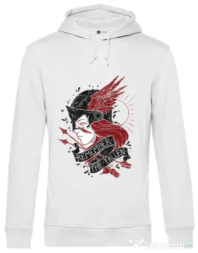 Hoodie barbat cu gluga Remember the fallen Alb