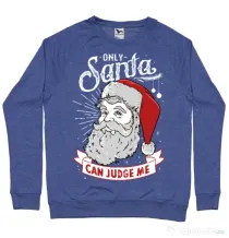 Bluza ADLER barbat Only santa can judge me Albastru melanj