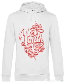 Hoodie barbat cu gluga Youth has no age Alb