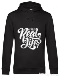 Hoodie barbat cu gluga Is this real life Negru