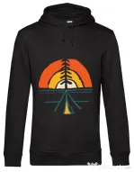 Hoodie barbat cu gluga Camp and sunset Negru