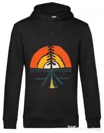 Hoodie barbat cu gluga Camp and sunset Negru