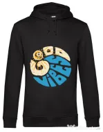 Hoodie barbat cu gluga Good vibes and wave Negru