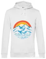 Hoodie barbat cu gluga Mountain and rainbow Alb
